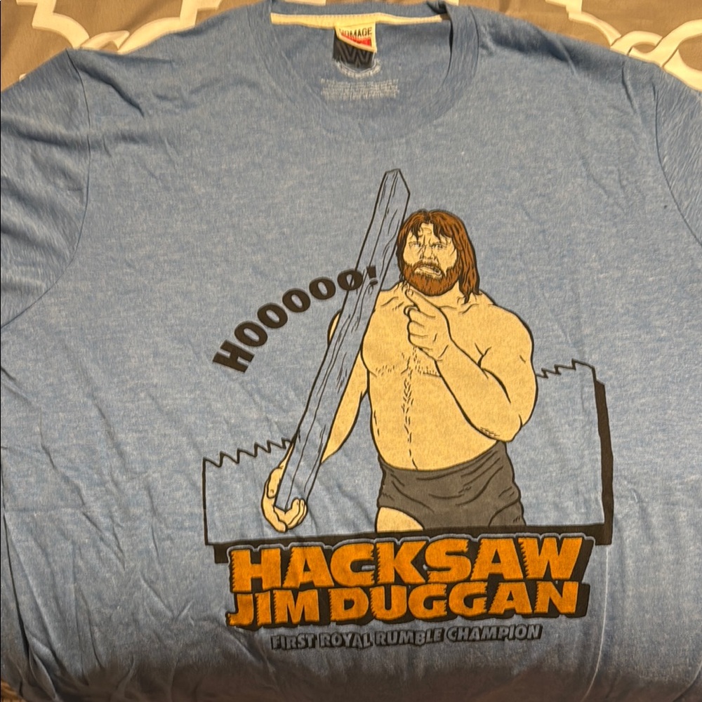 WWE Homage Hacksaw Jim Duggan Blue Graphic T-Shirt